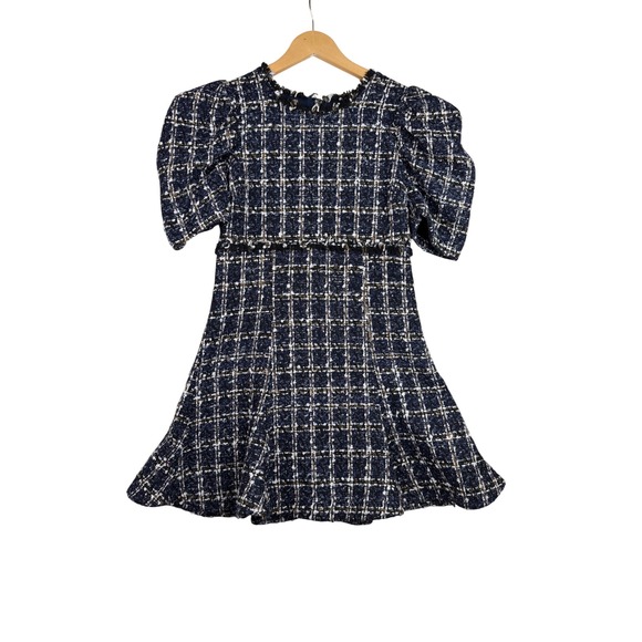 Likely Dresses & Skirts - New Likely Alia MultiTweed Half Sleeve Mini Academia‎ Dress size 6 Black/Blue/Wh